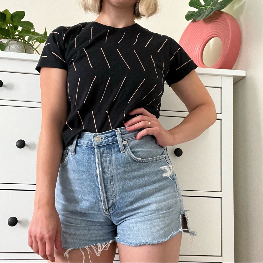 Alex Steele Hand Painted Box Cut Crop Tee